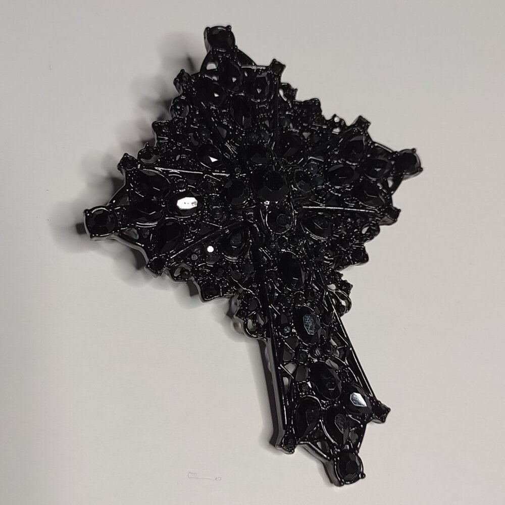Dark Black Cross Brooch